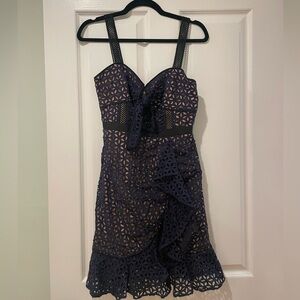 Self Portrait Navy Lace mini dress, size 4